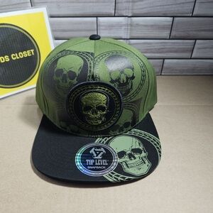 Green and Black Skull Snapback Hat
